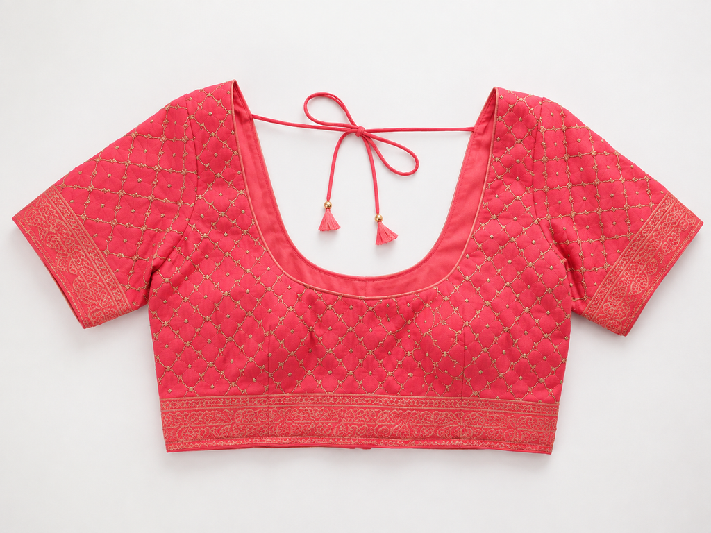 Coral Mosaic Saree