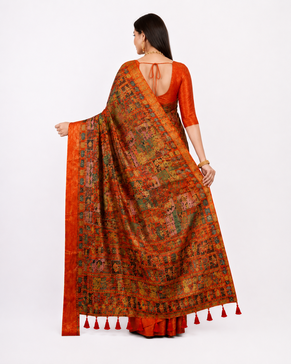 Rustic Kalamkari Fusion Saree